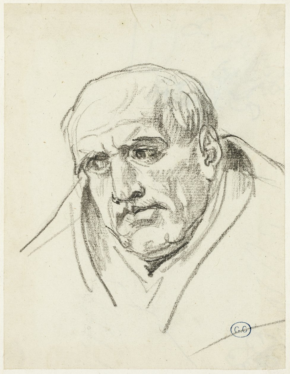 Buste af en ældre mand af Jacques Louis David