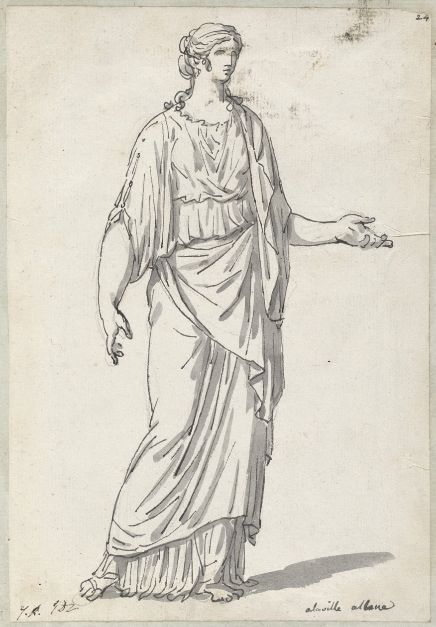 Klassisk skulptur af en kvinde med strakt arm af Jacques Louis David