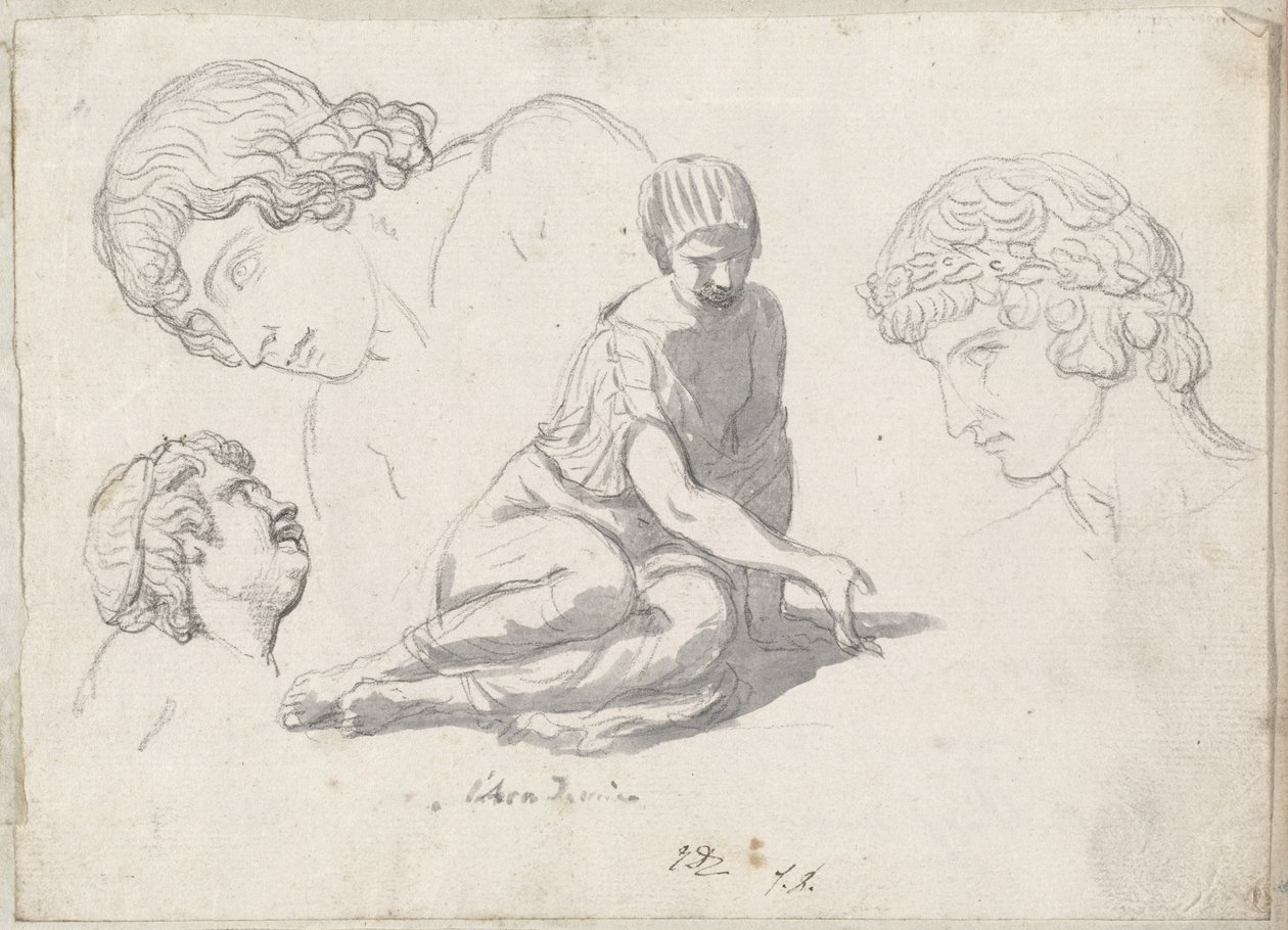 Terningkaster og andre undersøgelser efter antikke skulpturer af Jacques Louis David