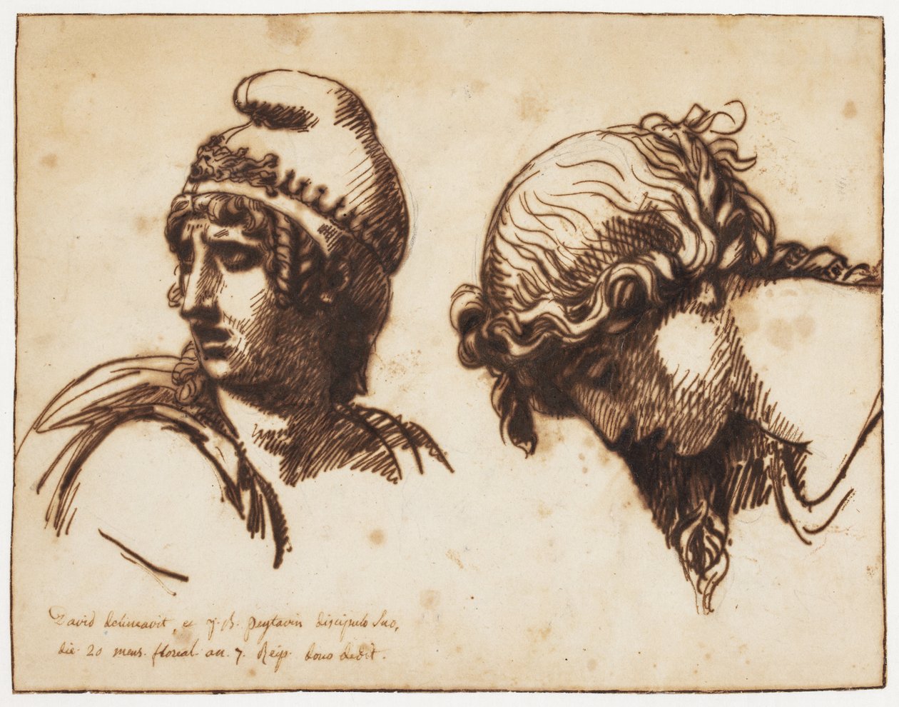 Et kvinde- og et yndlingehoved af Jacques Louis David