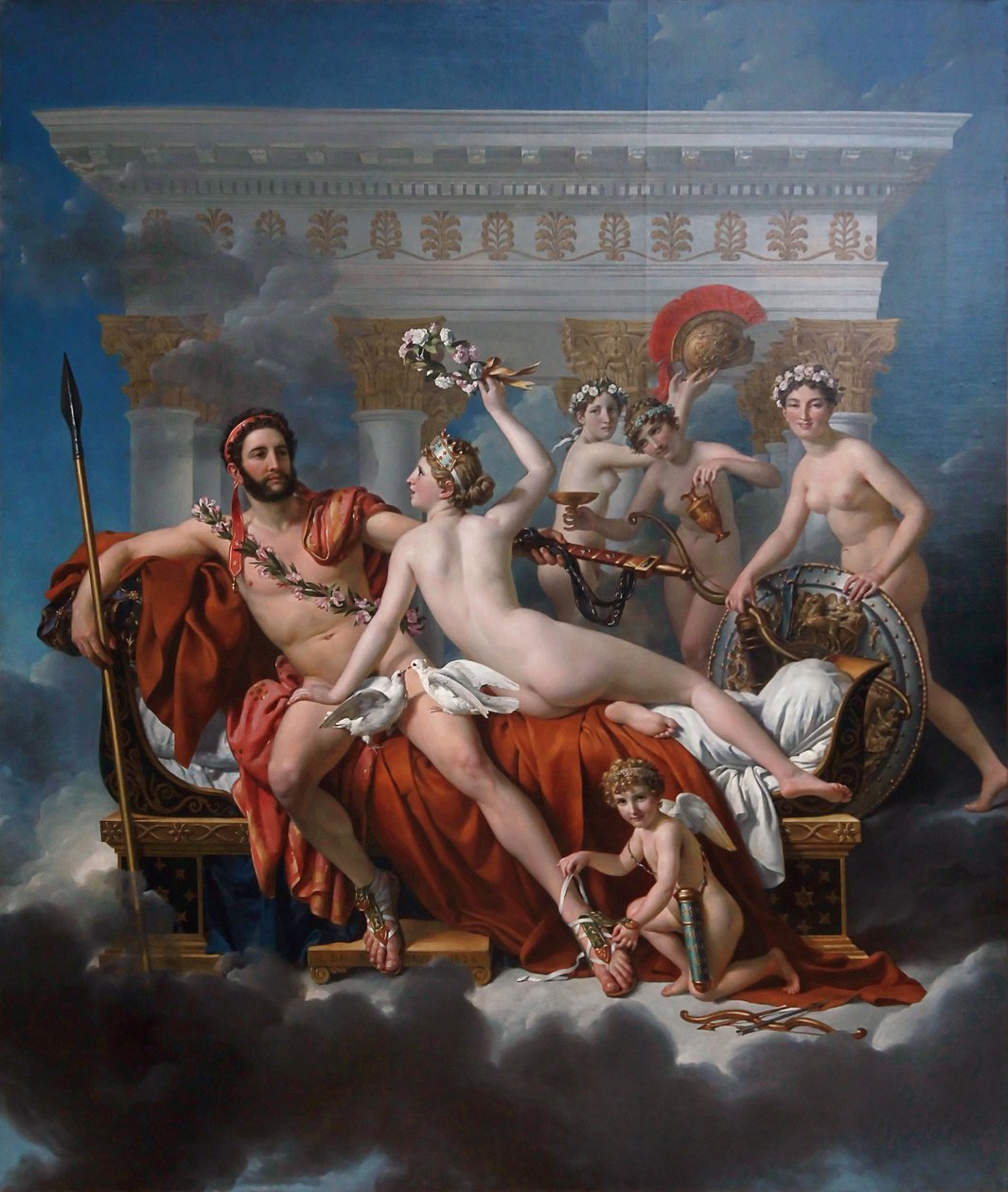 Fransk: Mars désarmé par Vénus Mars bliver afvæbnet af Venus af Jacques Louis David