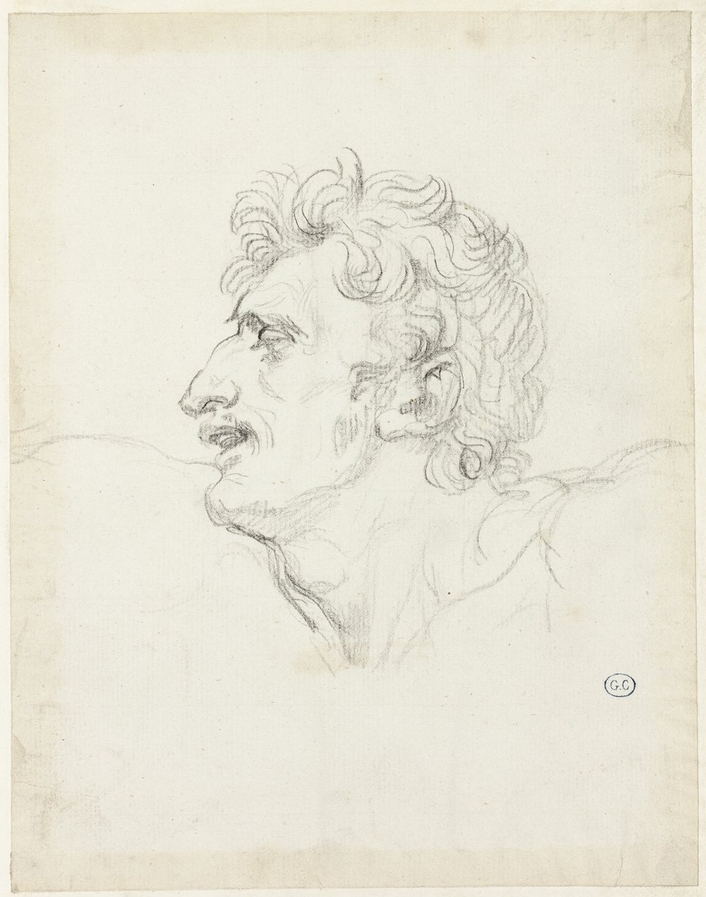 Leder af en mand, venstre profil af Jacques Louis David