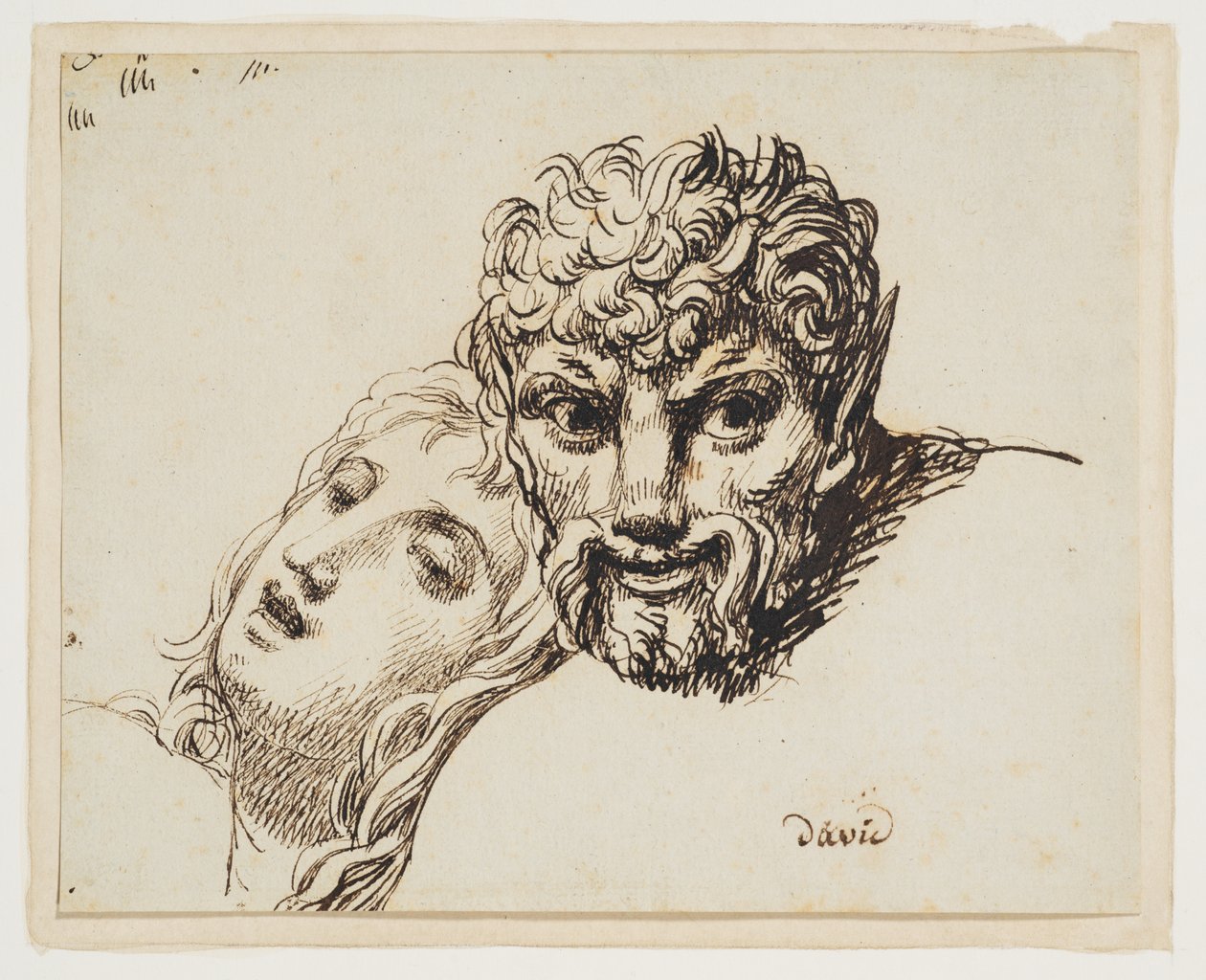 Hoveder af en faun og en liggende kvinde (Hovederne af en ung kvinde og en faun) af Jacques Louis David