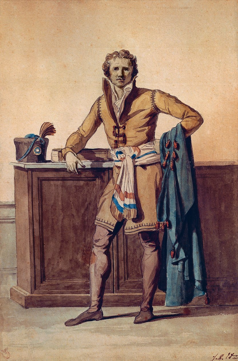 Fransk borgers indre påklædning (akvarel) af Jacques Louis David