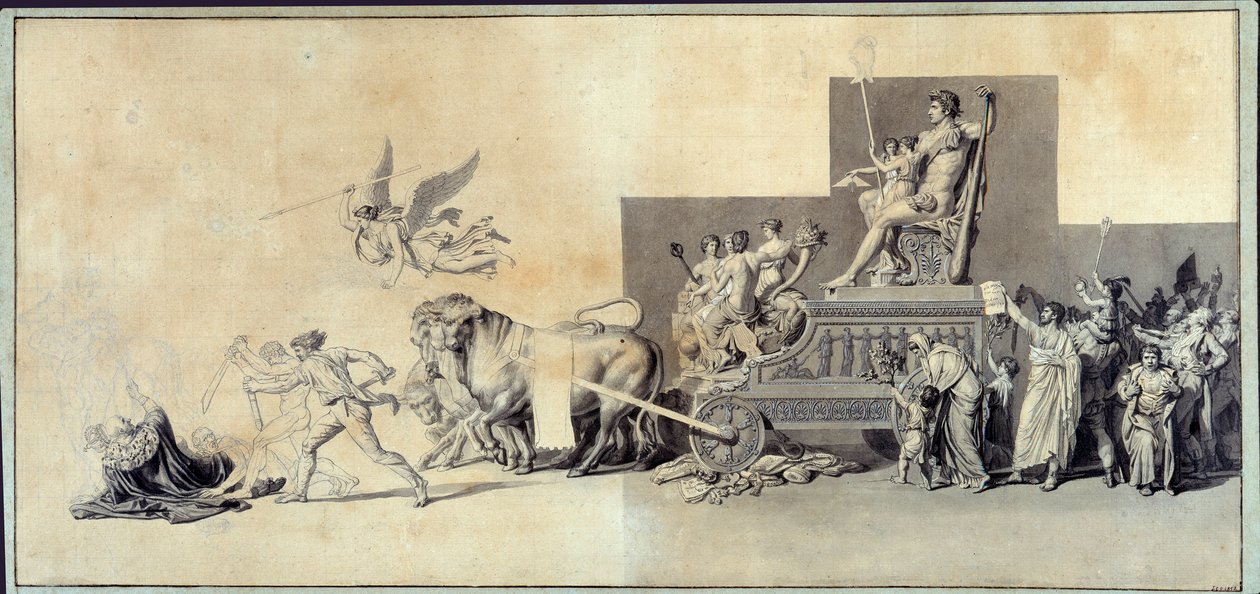 Le triumphe du peuple francais Tegning a la mine de lead af Jacques Louis David (1748-1825) 1793 Paris, Musee Carnavalet af Jacques Louis David