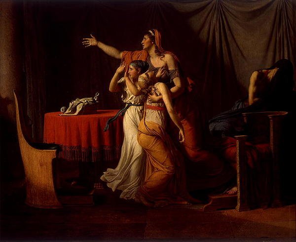 Liktorer, der bærer sine sønners lig til Brutus, 1789 af Jacques Louis David