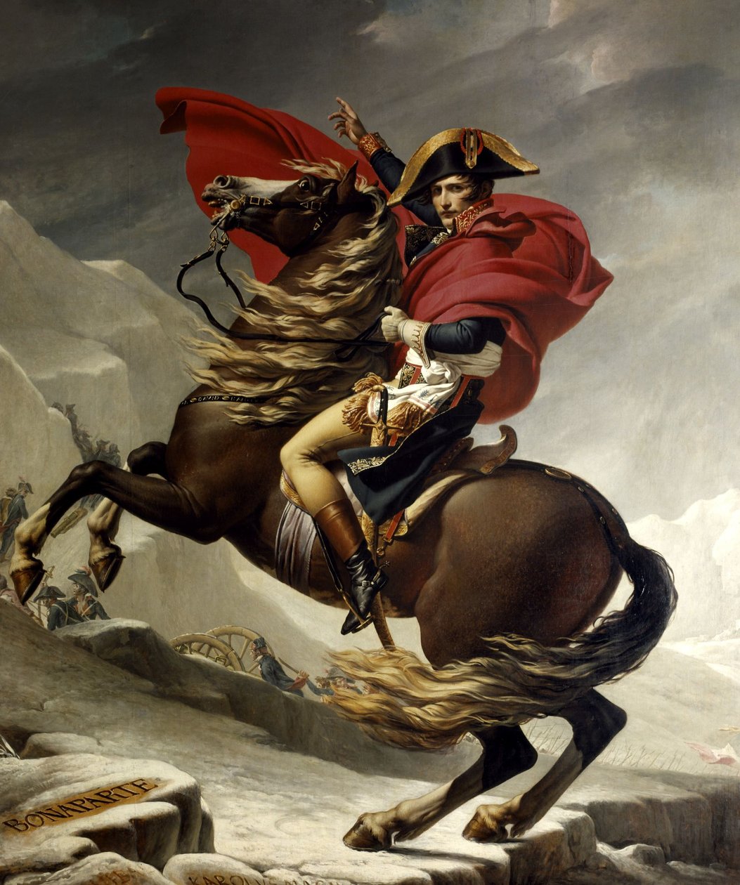 Napoleon Bonaparte krydser Alperne ved Grand Saint Bernard af Jacques Louis David