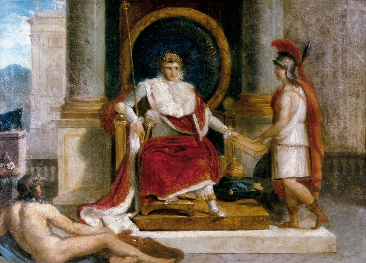 Napoleon I Bonaparte, fransk kejser (1769-1821) indførte i Rom i 1806 lovkodeksen (maleri) af Jacques Louis David