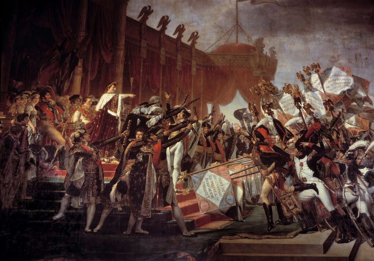 Armee-eden afgivet til kejser Napoleon I (1769-1821) efter ørnernes fordeling på Champ de Mars, 5/12/1804 Detalje. Maleri af Jacques Louis David (1748-1825) 1800-tallet søn. 6,1x9,3 m. af Jacques Louis David