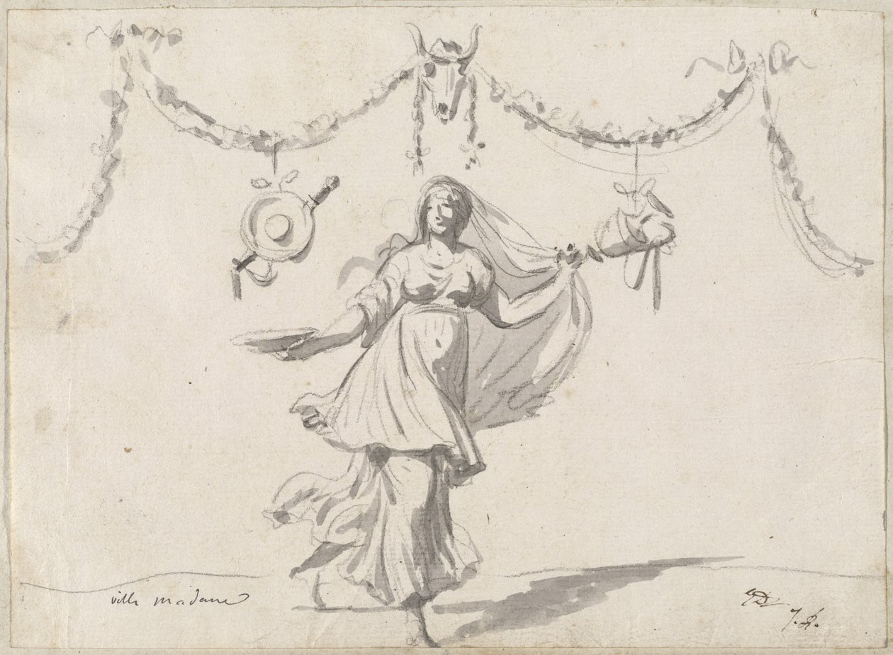 Ornament med en kvinde i gammel kjole af Jacques Louis David