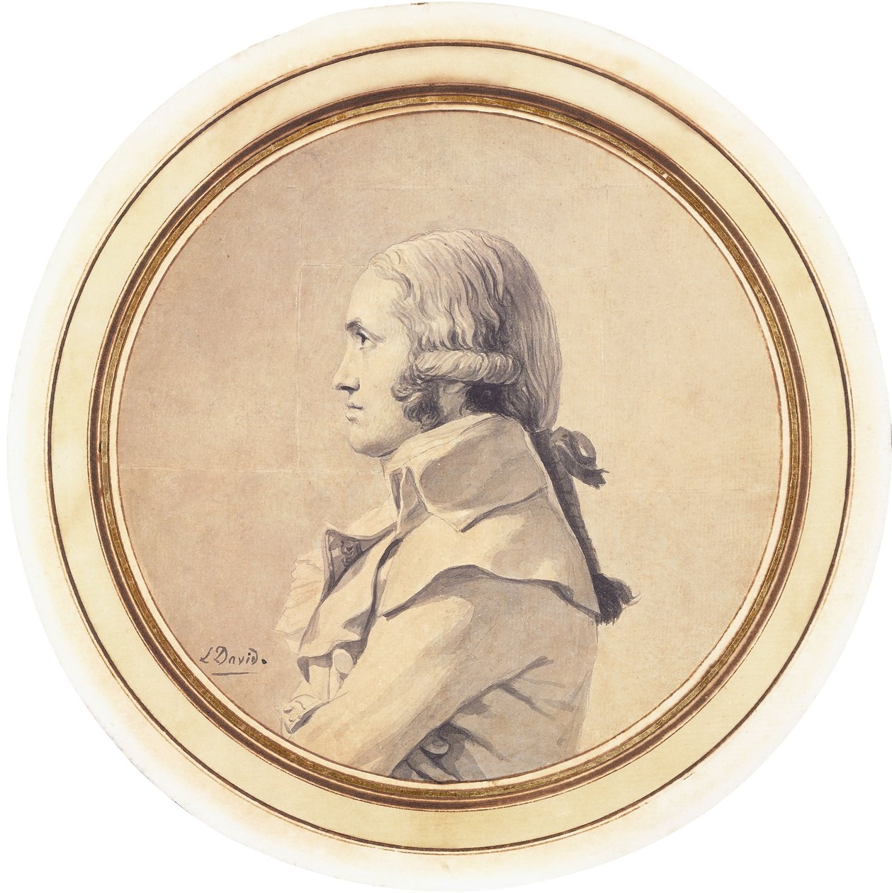 Portræt af Joseph-Nicolas Barbeau Dubarran, halvlængde, med foldede arme af Jacques Louis David