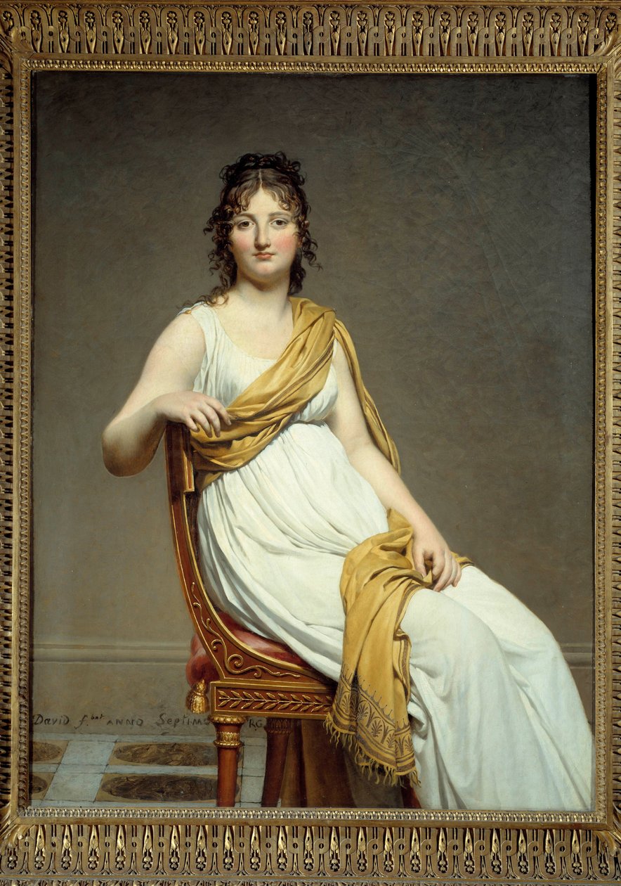 Portræt af Madame Raymond Verninac (1780-1827) Søster til Eugene Delacroix Maleri af Jacques Louis David (1748-1825) 1799 Søn. 1,45 x 1,12 m. Musee du Louvre, Paris - Portræt af Madame Raymond de Verninac (1780-1827), søster til Eugene Delacroix. Paintin af Jacques Louis David