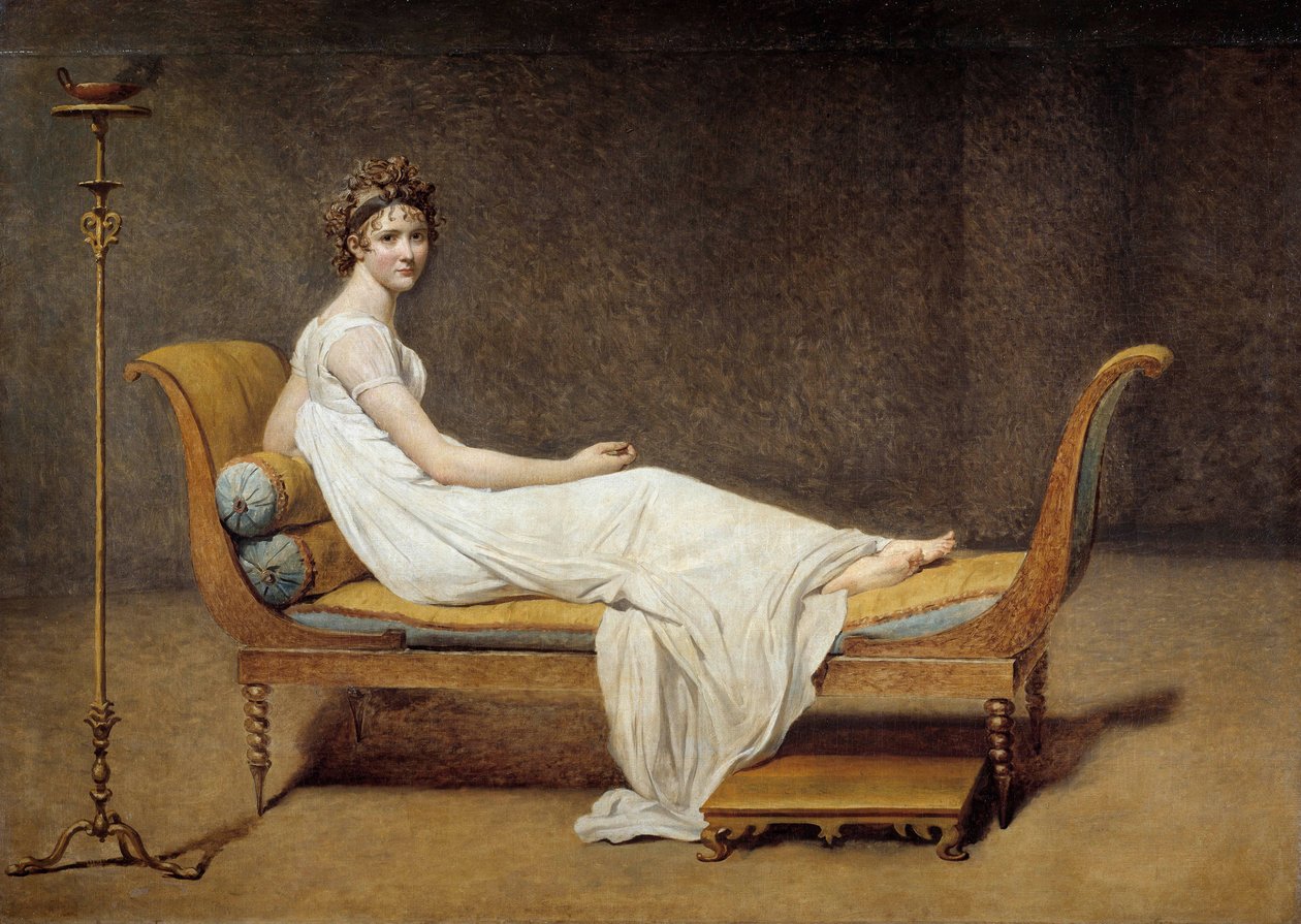 Portræt af Madame Recamier (1777 - 1849), Jeanne Francoise kaldet Juliette - Maleri af Jacques Louis David (1748-1825) af Jacques Louis David