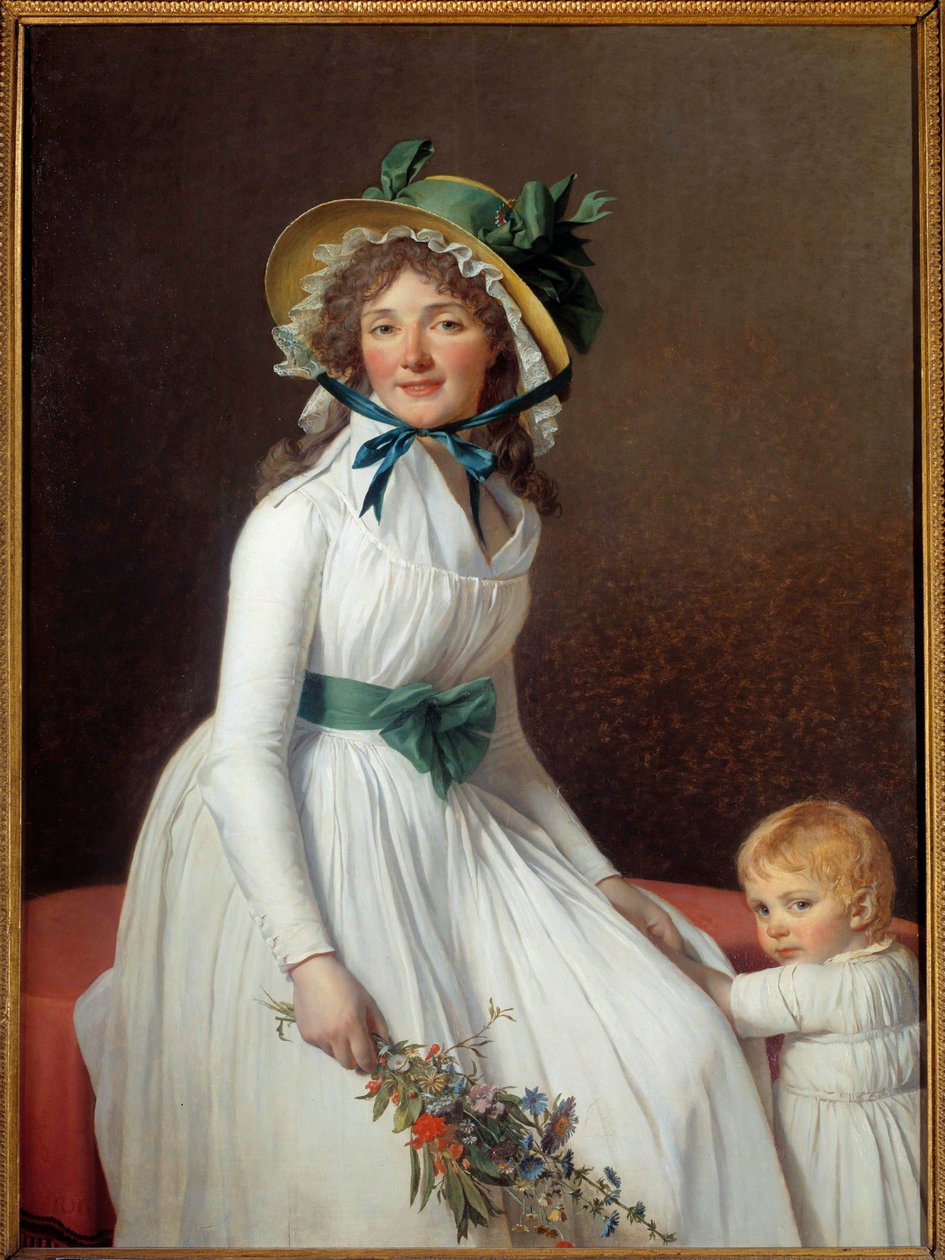 Portræt af Madame Seriziat, søster til kunstnerens hustru med sin søn Emile Maleri af Jacques Louis David (1748-1825) 1793 Søn. 1,31x0,96 m Paris musee du Louvre - Portræt af Madame Seriziat, konens søster til kunstneren med sin søn Emile. Maleri af Jacques Louis David