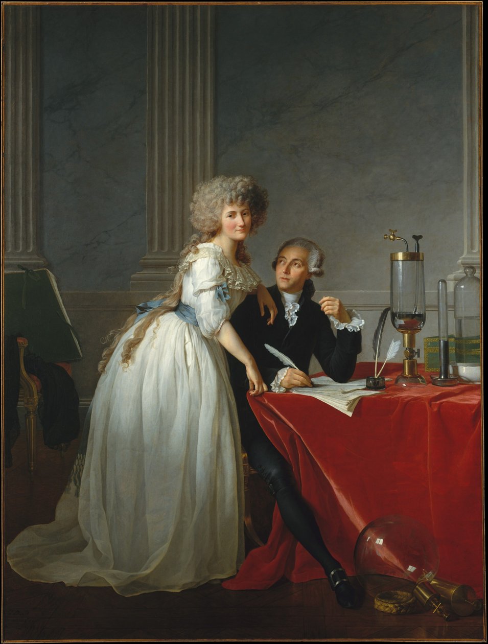 Portræt af Monsieur de Lavoisier og hans kone, kemiker Marie-Anne Pierrette Paulze af Jacques Louis David