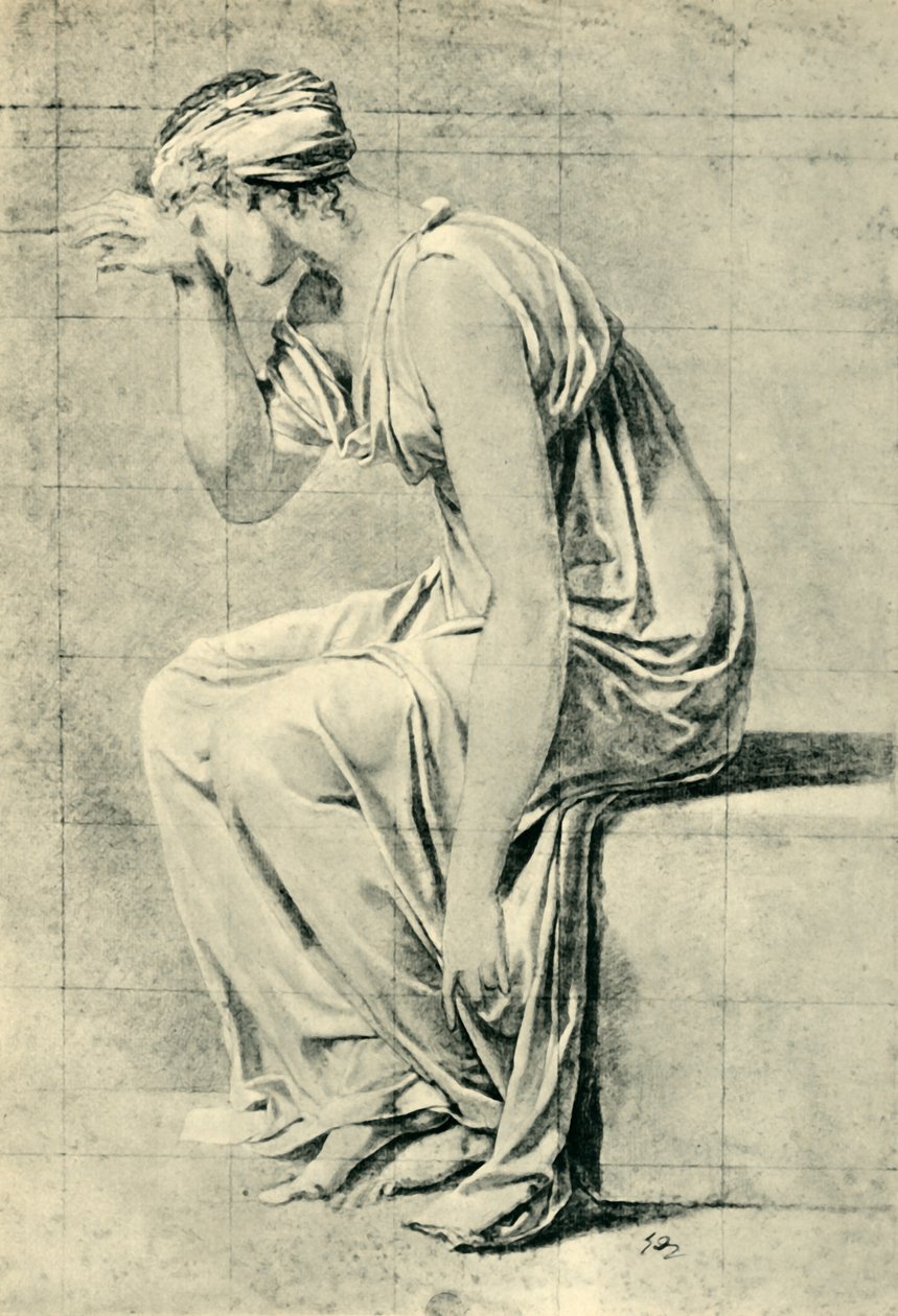 Siddende kvinde, slutningen af det 18.-begyndelsen af det 19. århundrede, 1943. af Jacques Louis David