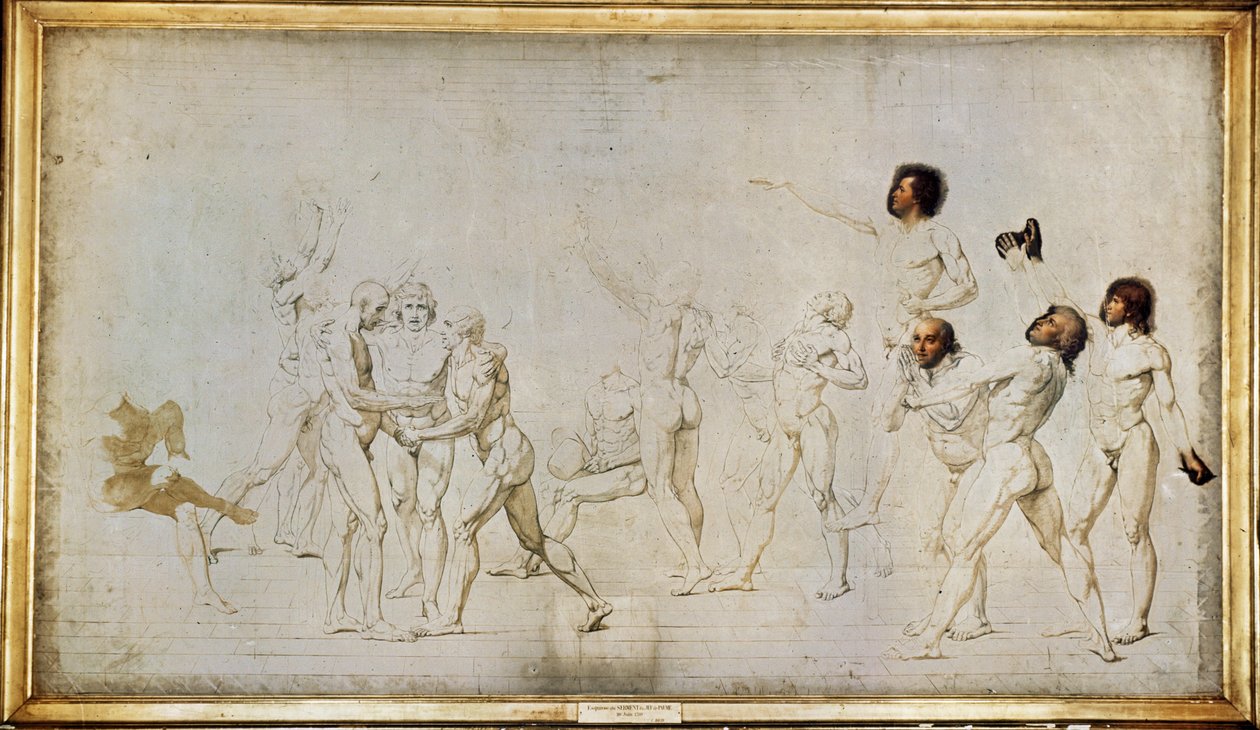 Skitse til eden i Jeu de Paume ... af Jacques Louis David