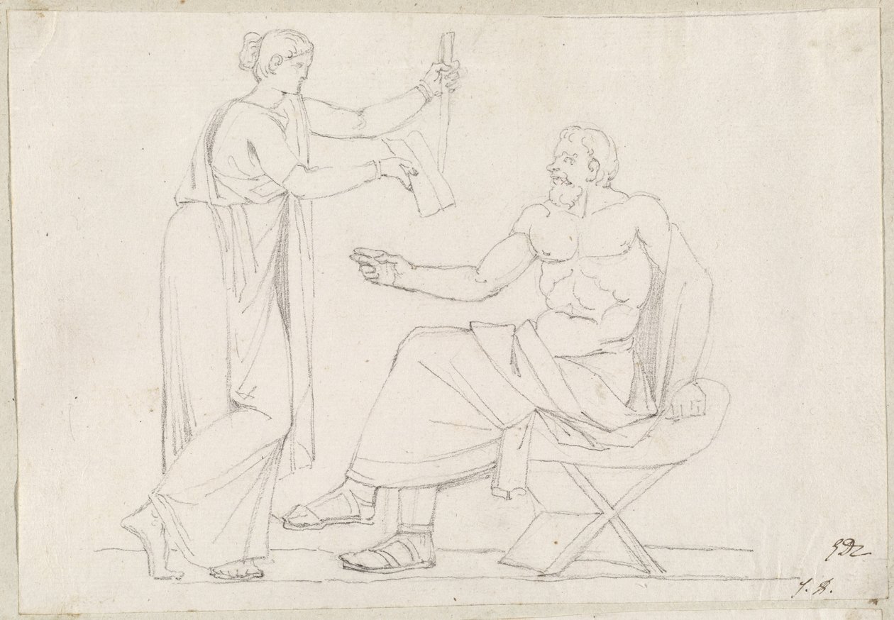 Sokrates og Diotime af Jacques Louis David