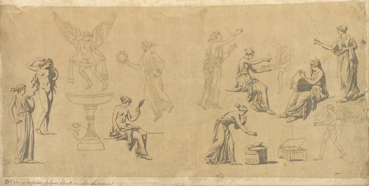 Studier af klassiske kvinder, med Eros af Jacques Louis David