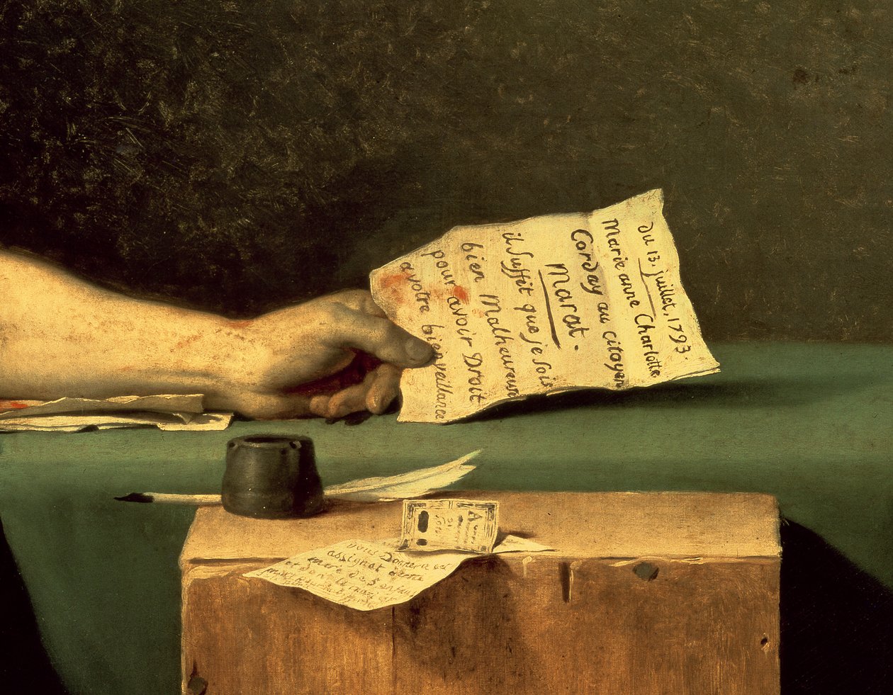Marats død (detalje), 1793 af Jacques Louis David