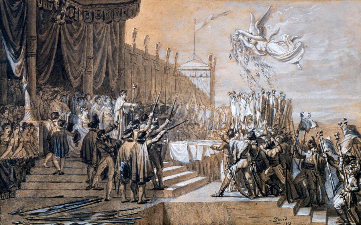 The Distribution of the Eagle Standards, 5. december 1804, 1808. af Jacques Louis David