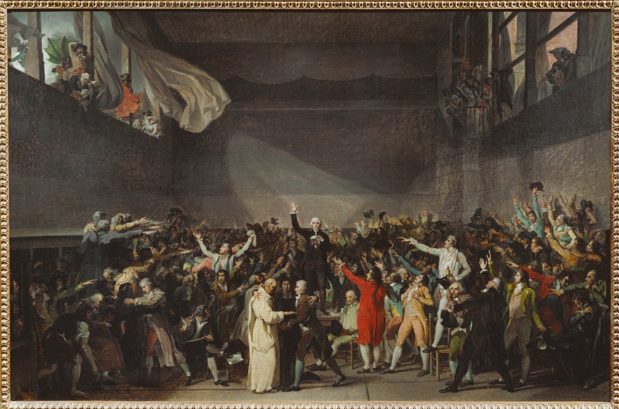 Eden i Jeu de Paume, da de tre stænder nægtede at opløse sig efter kongelig ordre ... af Jacques Louis David