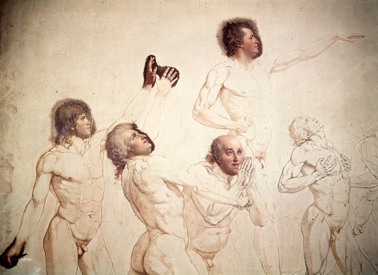 Tennisbanens ed ufærdig, detalje, 1791-1792 af Jacques Louis David