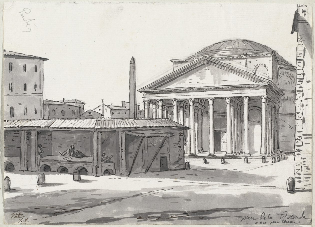 Pantheon set fra Piazzaen af Jacques Louis David