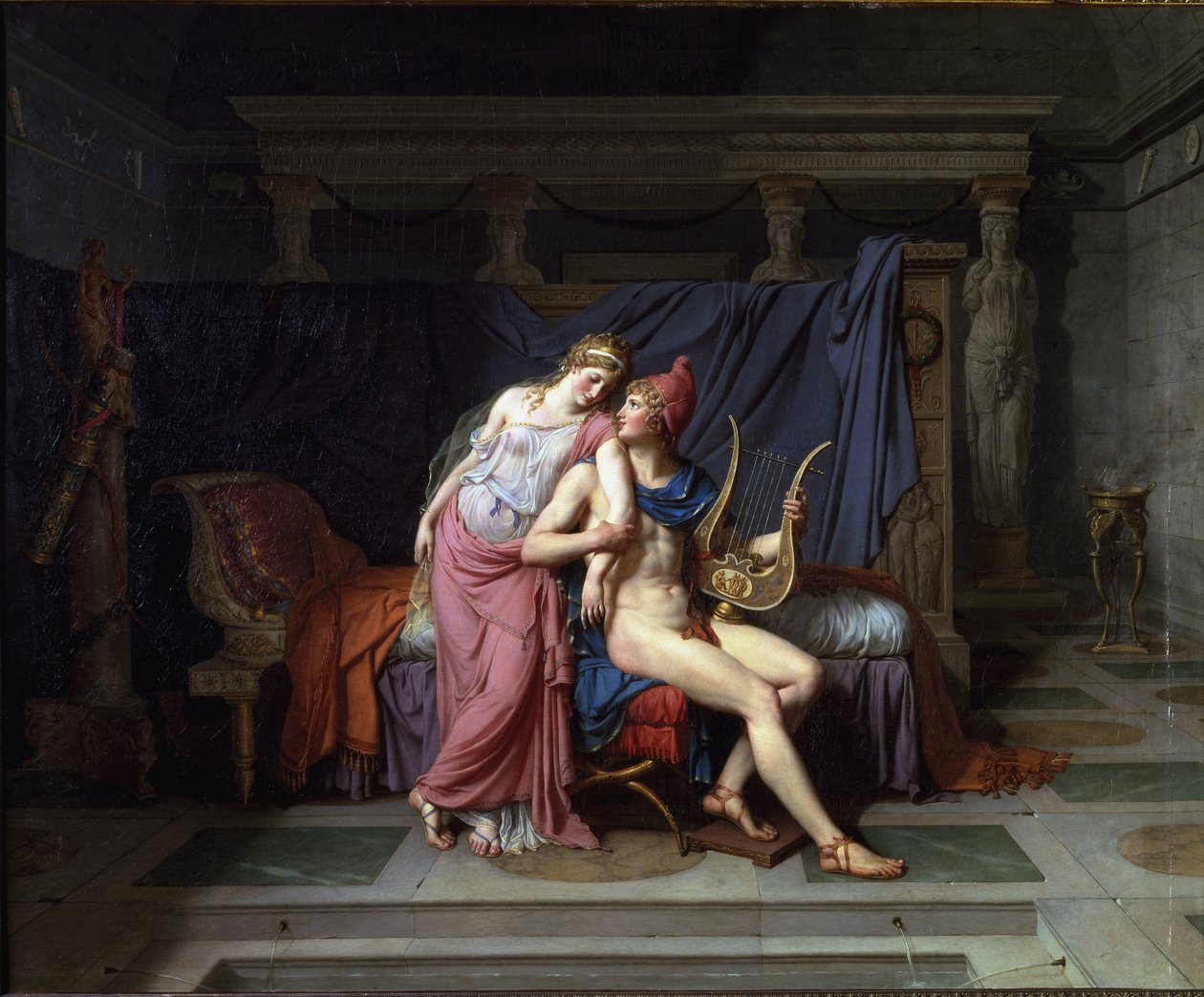 Paris og Helens kærlighed - Olie på lærred af Jacques Louis David