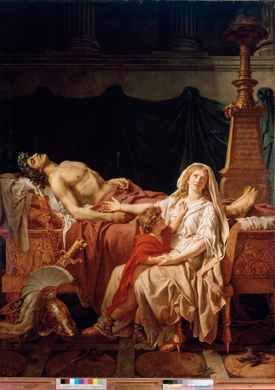 Smerten af Andromaque Hectors enke, dræbt af Achilles, repræsenteret af hendes mands krop. Maleri af Jacques Louis David (1748-1825) Paris, Musée du Louvre af Jacques Louis David