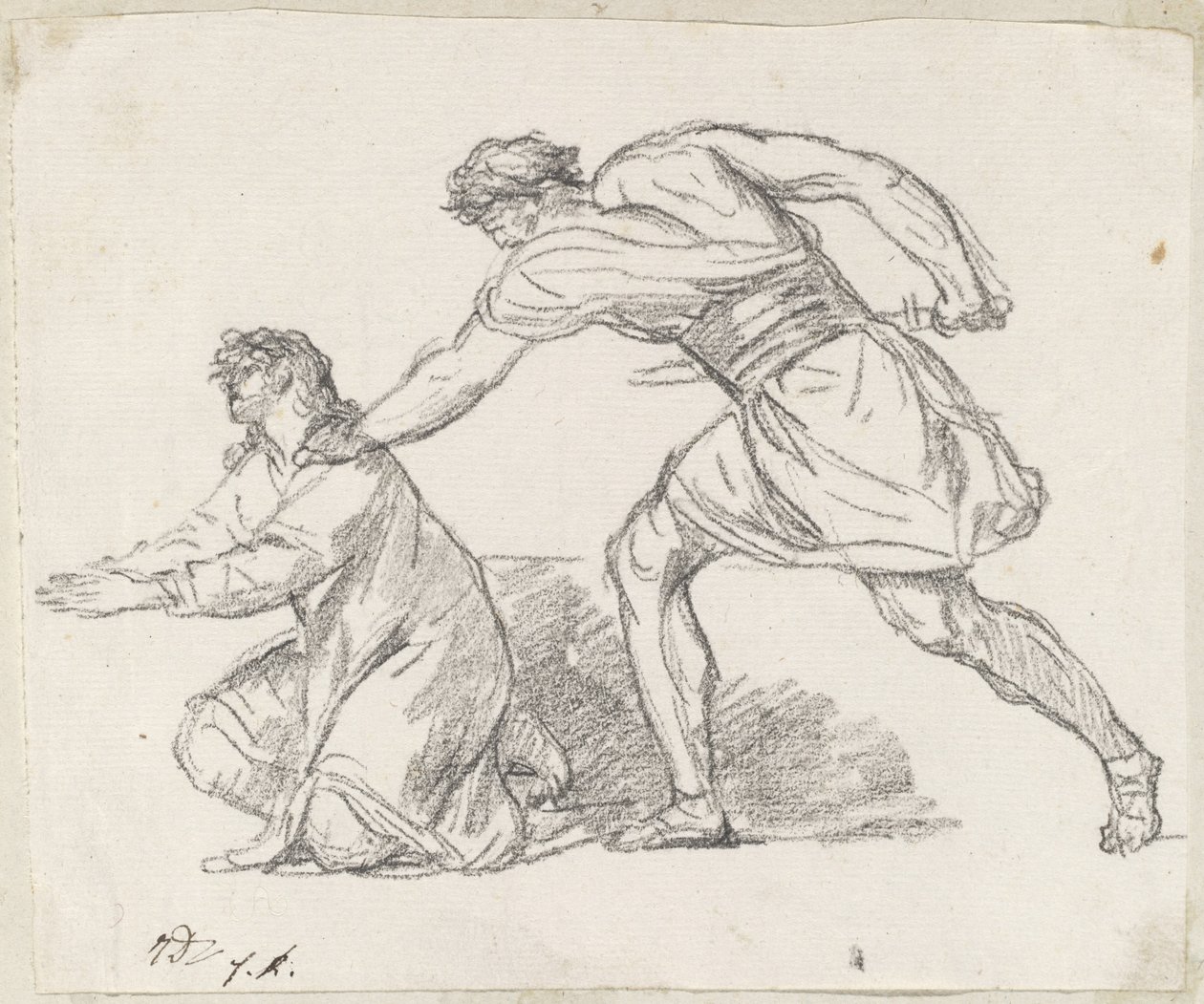 Kriger griber en knælende figur af Jacques Louis David