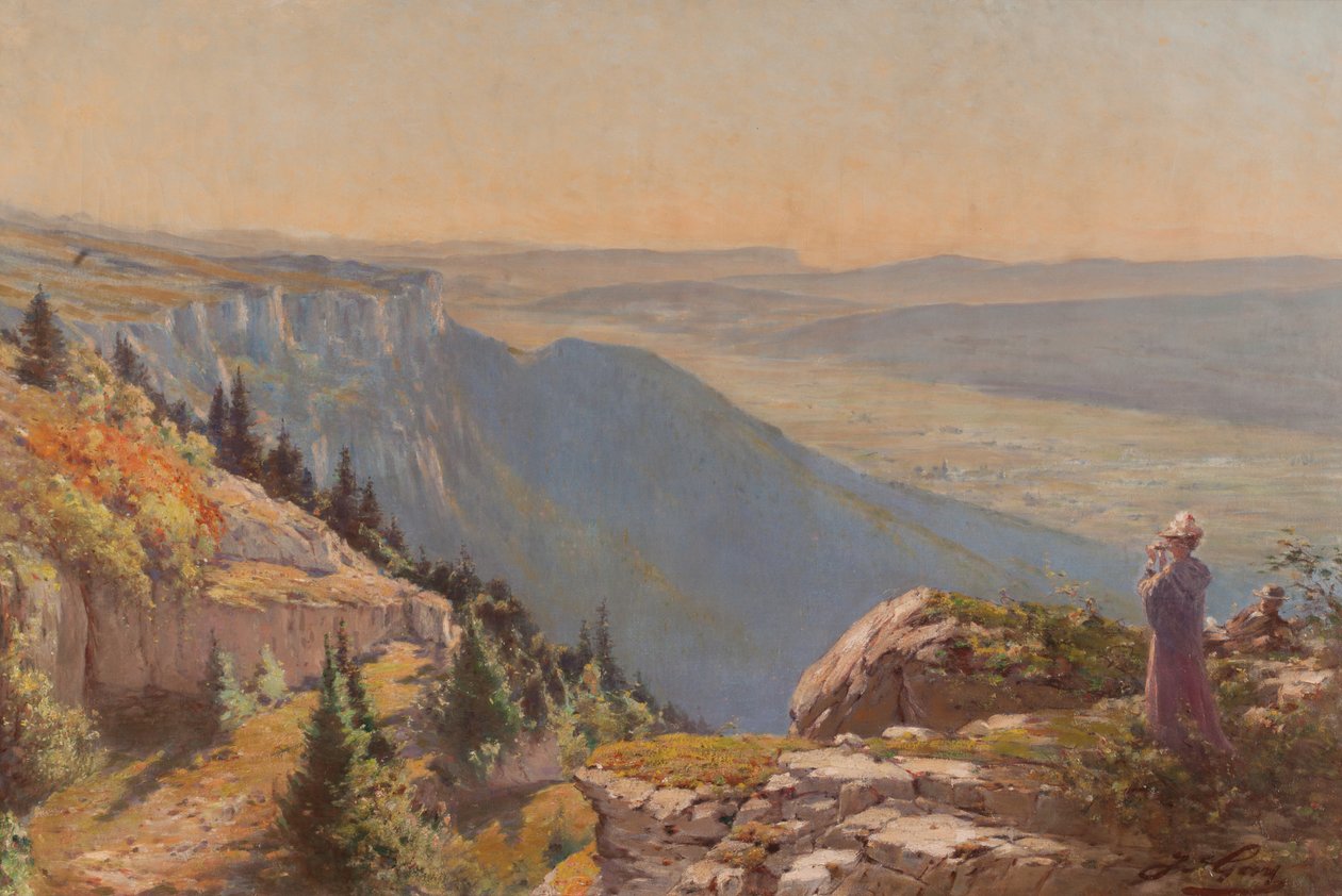 Vercors-plateauet (set fra Les Ramées) (Olie på lærred) af Jacques Louis Gay