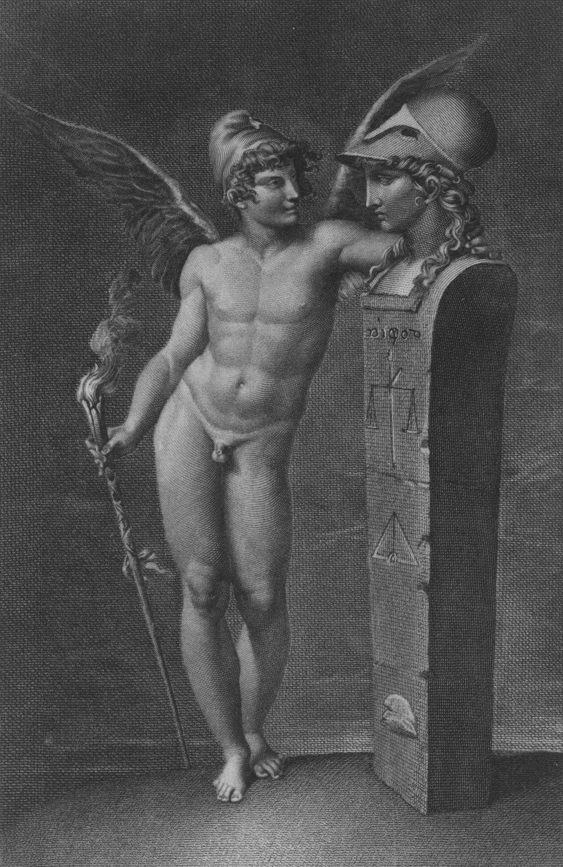 The Spirit of Liberty etablerer visdommens imperium på jorden efter 1791. af Jacques Louis Perée