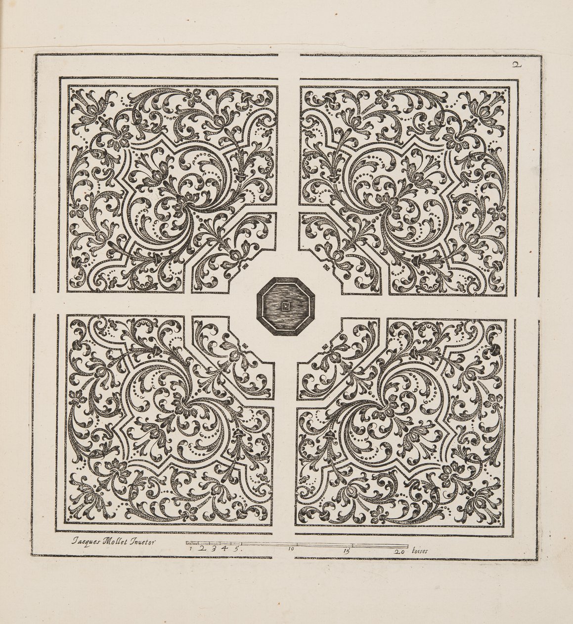 Design for Parterre, fra Theatre des Plans et Jardinages, pub.1652 (gravering) af Jacques Mollet