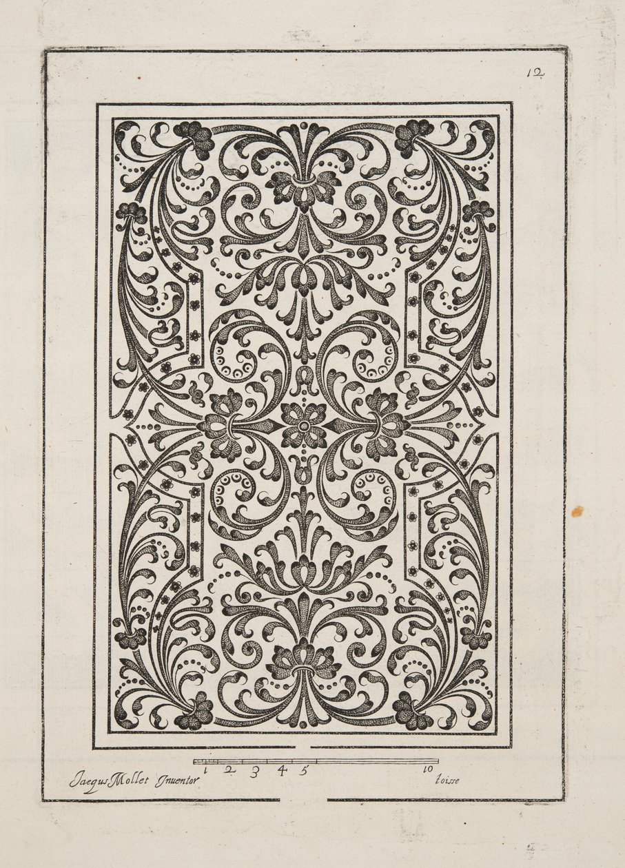 Design for Parterre, fra Theatre des Plans et Jardinages, pub.1652 (gravering) af Jacques Mollet