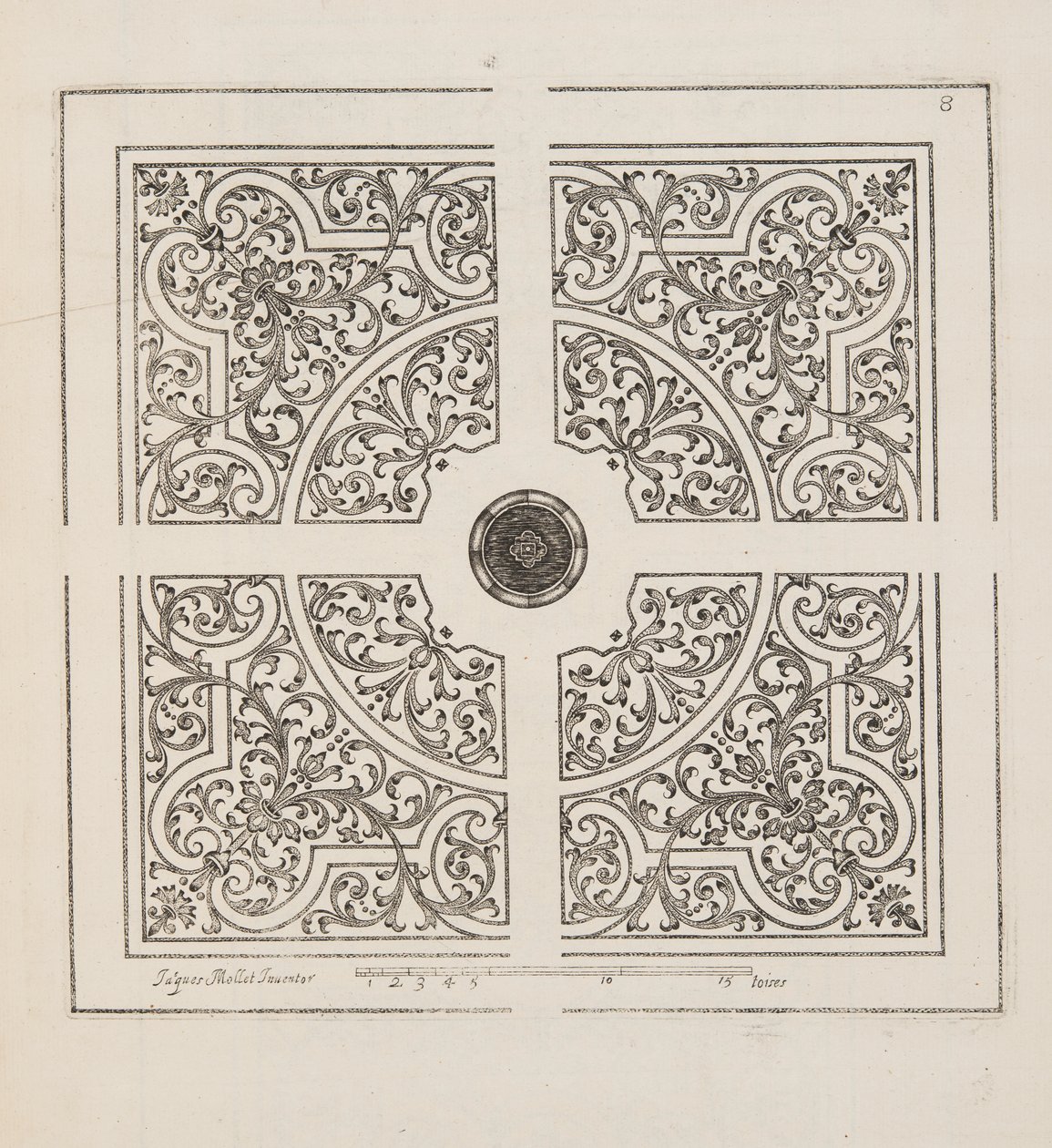 Design for Parterre, fra Theatre des Plans et Jardinages, pub.1652 (gravering) af Jacques Mollet