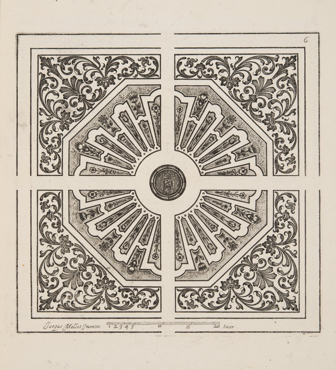 Design for Parterre, fra Theatre des Plans et Jardinages, pub.1652 (gravering) af Jacques Mollet