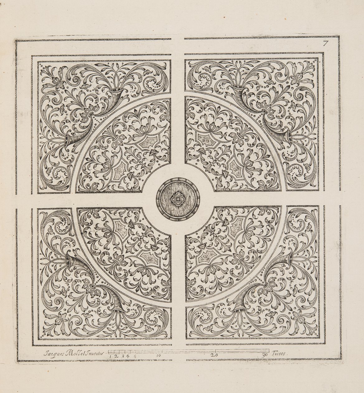 Design for Parterre, fra Theatre des Plans et Jardinages, pub.1652 (gravering) af Jacques Mollet