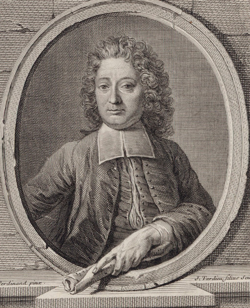 Portræt af komponisten Jean-François Lallouette 1651-1728. af Jacques Nicolas Tardieu