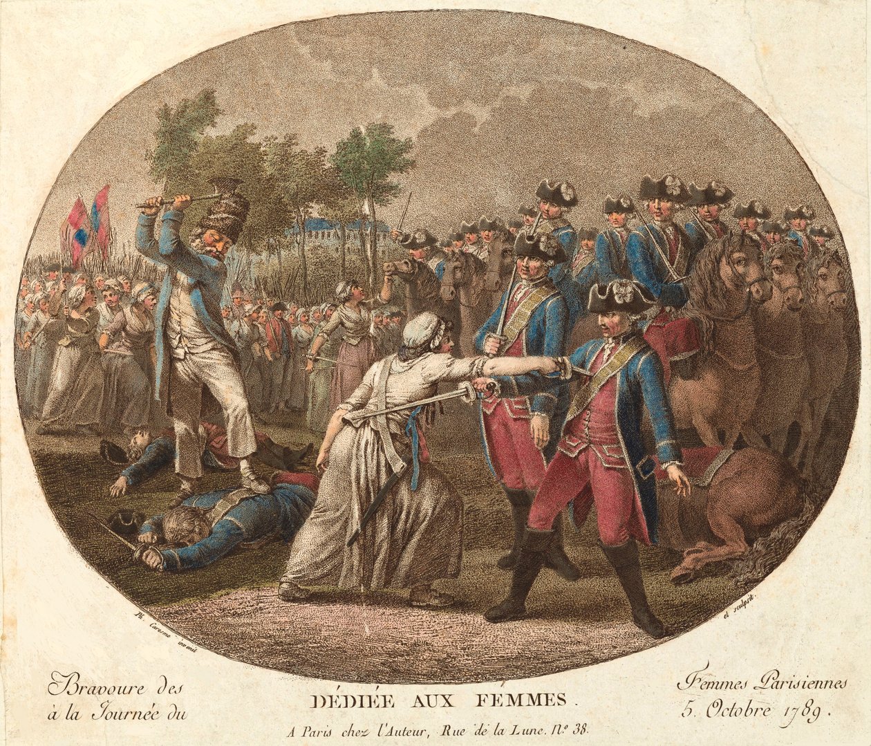 De parisiske kvinders mod den 5. oktober 1789: dedikeret til kvinderne af Jacques Philippe Caresme