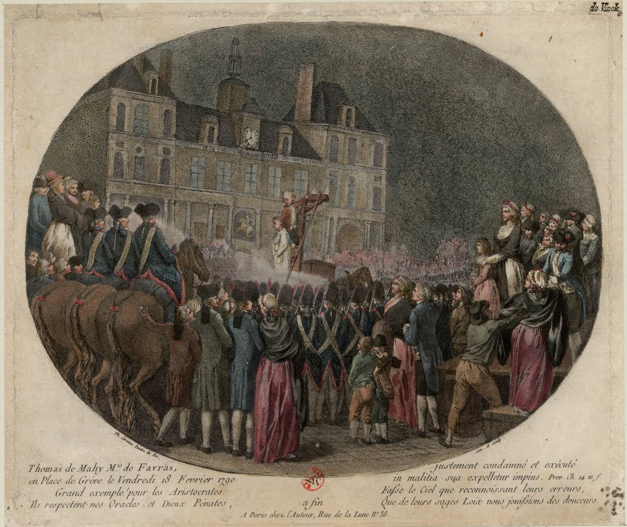 Henrettelsen af ​​Thomas de Mahy, markis af Favras 1744-1790, 18. februar 1790, af Jacques Philippe Caresme