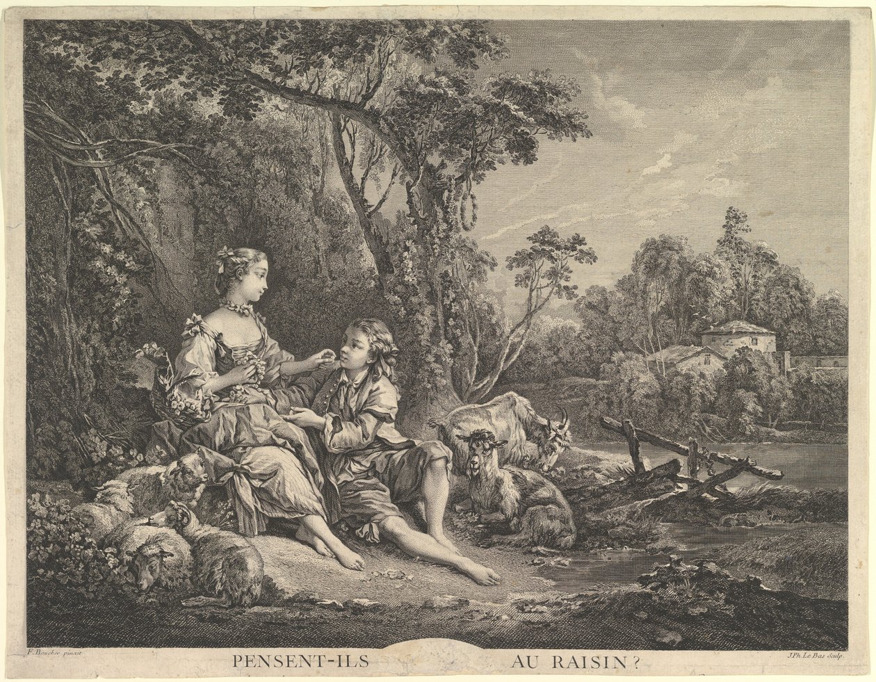 Pensant-ils au Raisin tænker de på druen, 1700-tallet. af Jacques Philippe Le Bas