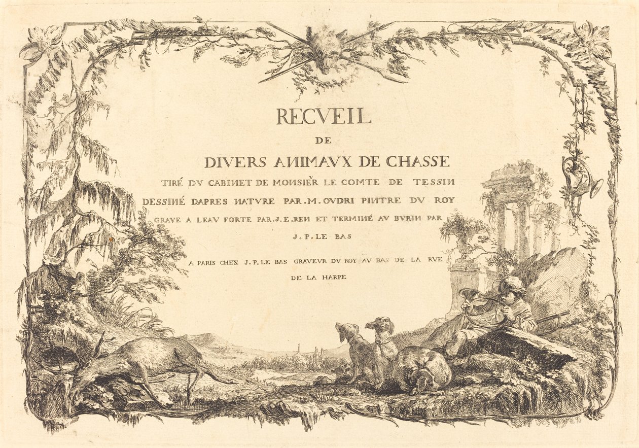 Titel side af Jacques Philippe Le Bas and Jean Eric Rehn after Jean Baptiste Oudry