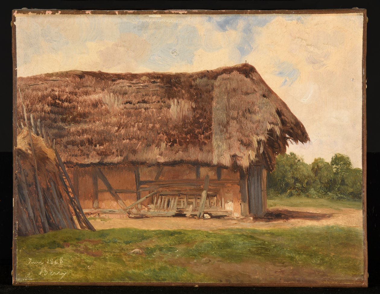 Stråtækt hytte af Jacques Raymond Brascassat