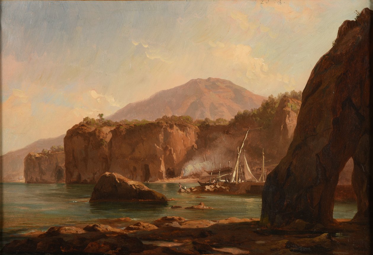 Grotter og klipper ved havet af Jacques Raymond Brascassat
