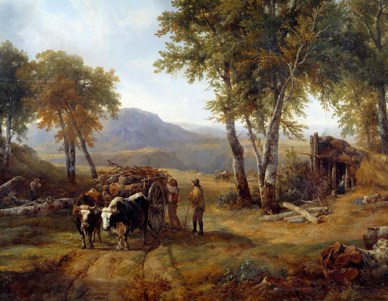Loggerne i Detailskoven. Maleri af Raymond Brascassat (1804-1867) 1832 Nantes, Musee des Beaux Arts af Jacques Raymond Brascassat