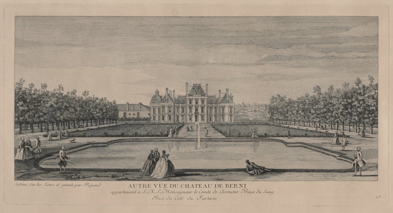 Chateau of Berny fra haven af Jacques Rigaud