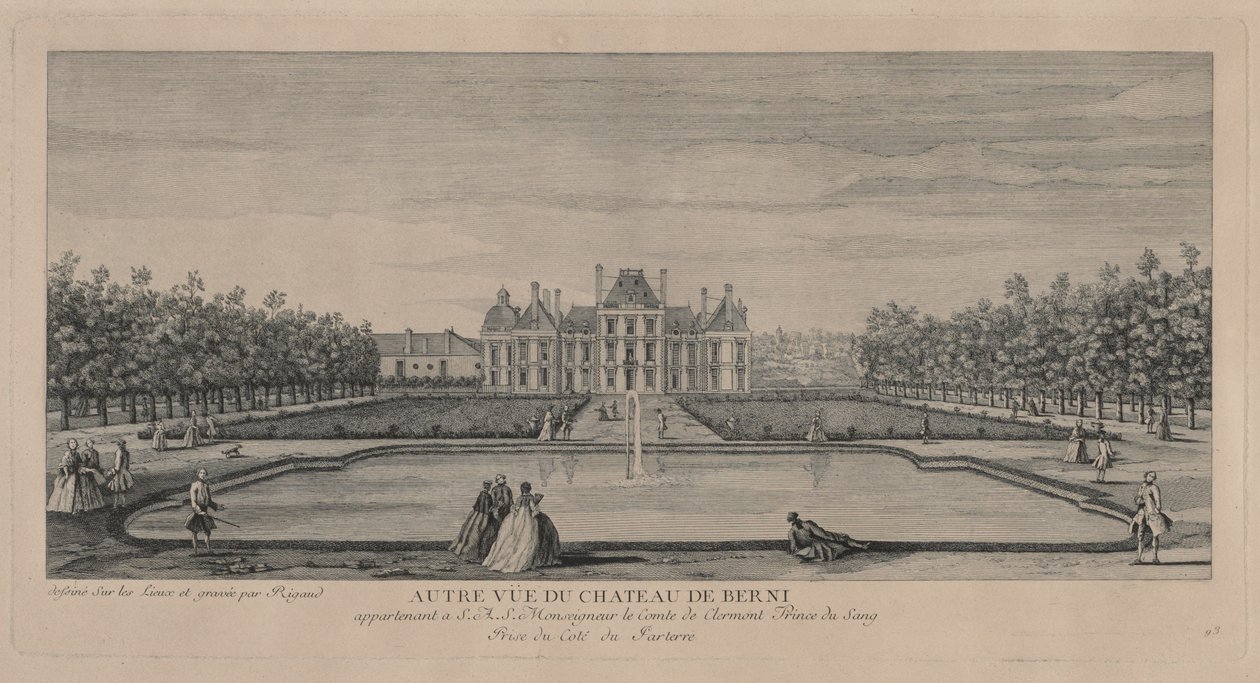 Chateau of Berny fra haven. af Jacques Rigaud