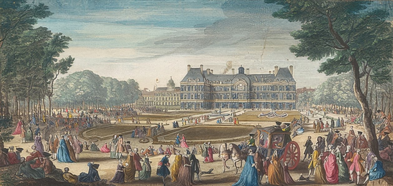 Palais du Luxembourg i Paris set fra haven. 1729 af Jacques Rigaud