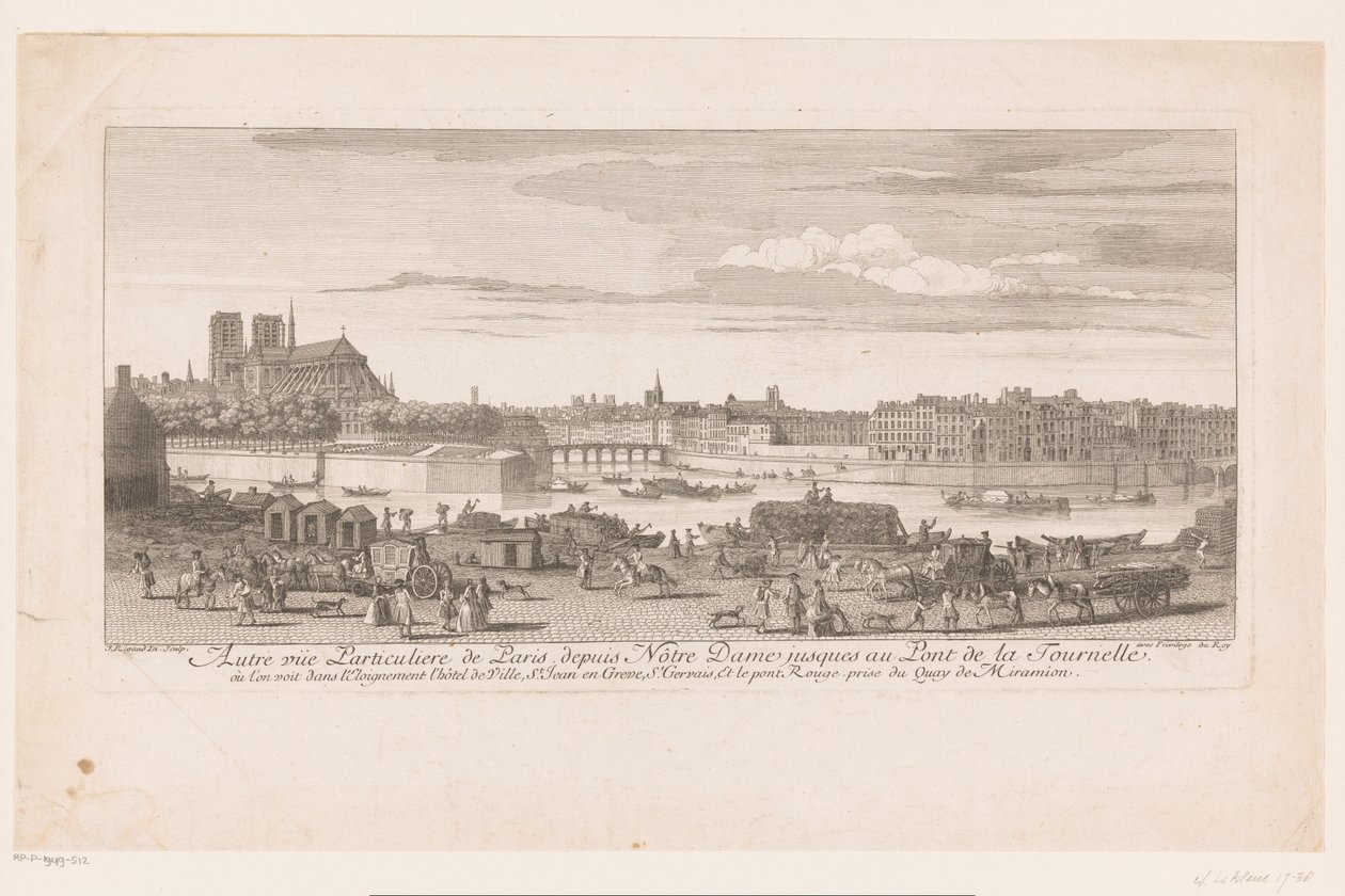 Se på Paris fra Notre Dame til Pont de la Tournelle Udsigt over Paris fra Notre-Dame til Pont de la Tournelle (...) taget fra Quai de Miramion (titel på objektet) af Jacques Rigaud